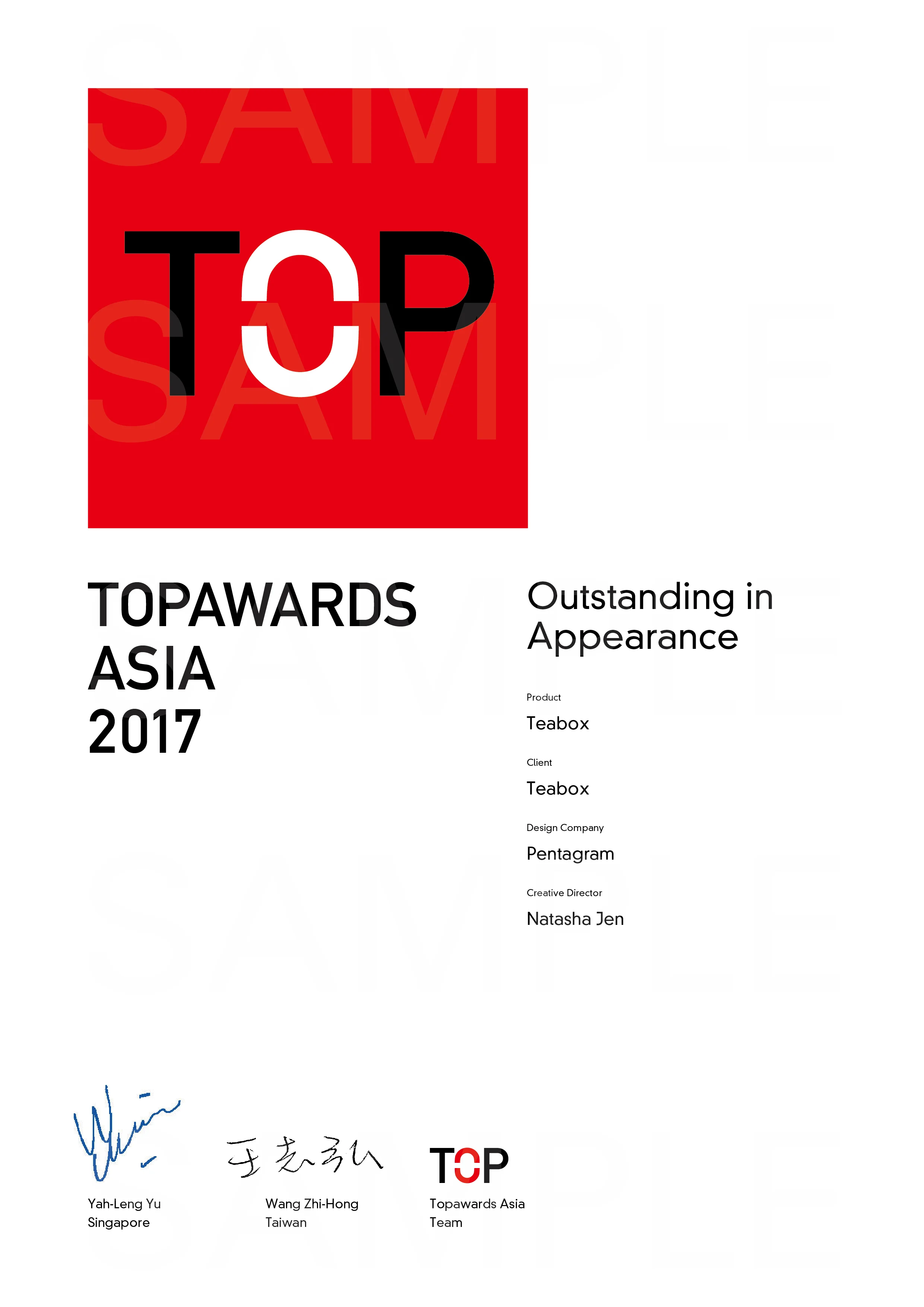 Topawards Asia Certificate 
