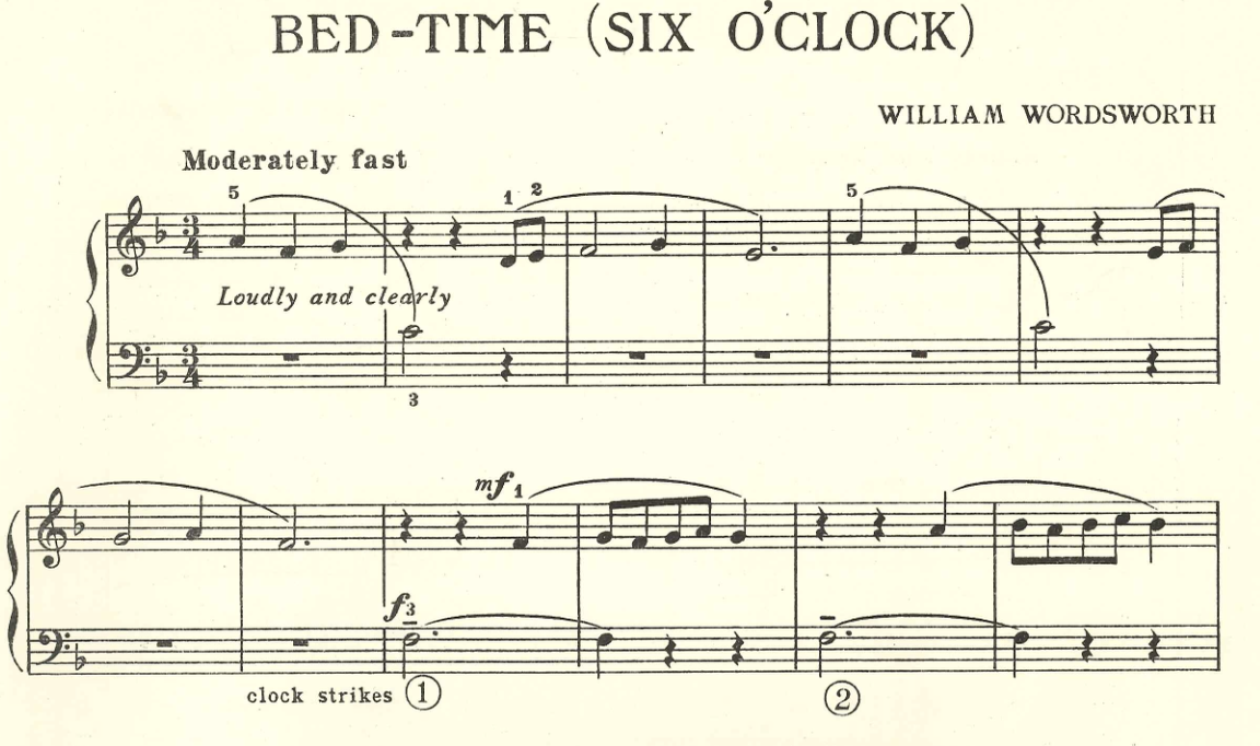 William Wordsworth: Bedtime (Six o' Clock) [for piano]