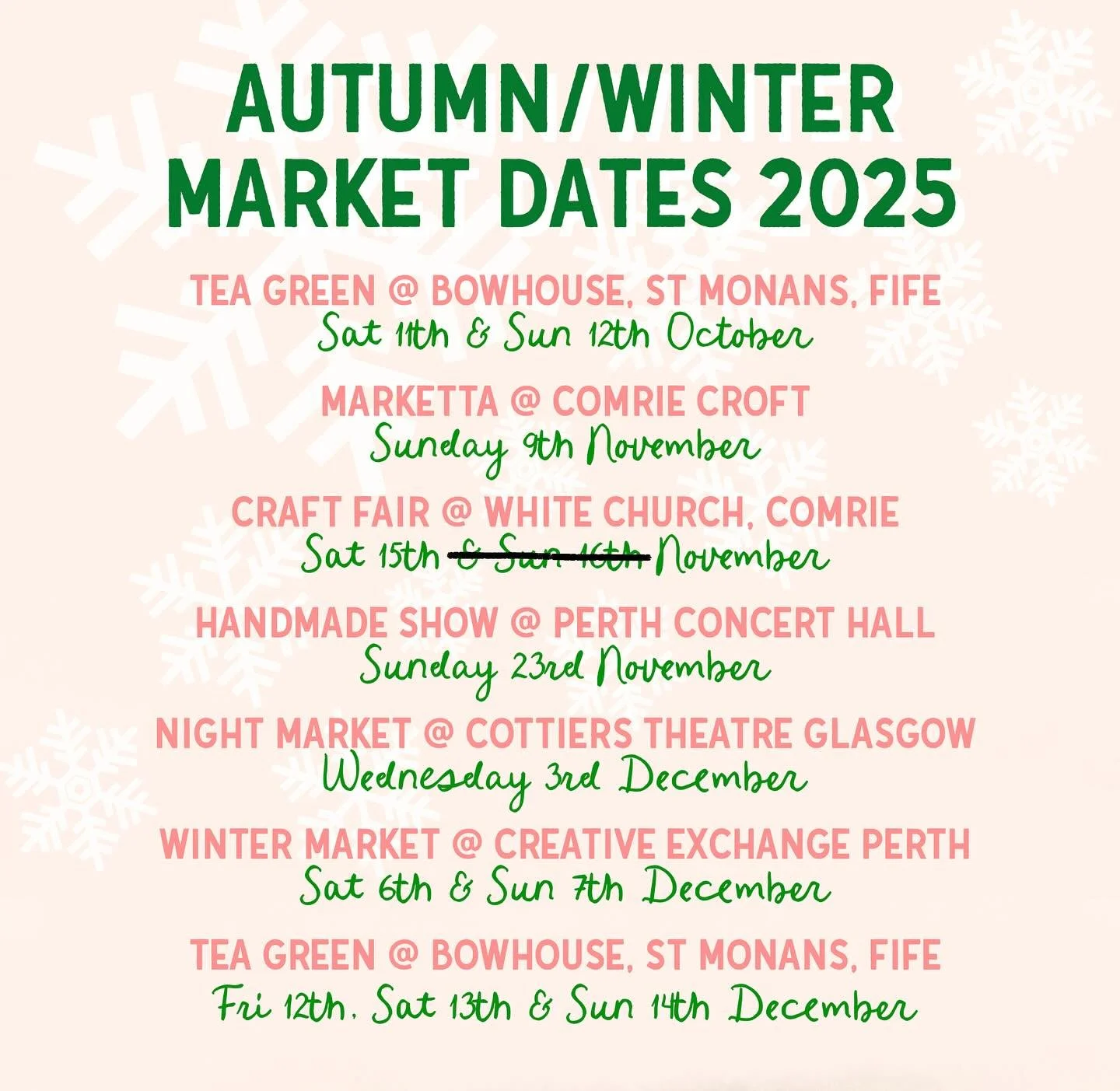 Bit early for gettin&rsquo; all festive but my Autumn/Winter market tour kicks off this weekend at the fabulous @bowhousefife with @teagreenevents 

Will have plenty of none festive work for anyone who is putting off thinking about all things jolly a
