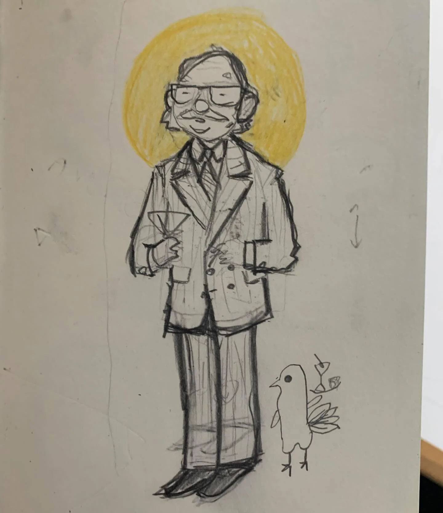 Been digging through some old sketchbooks to develop a new illustration and found ol&rsquo; Royal Tenenbaum. Then I clocked a little addition which has been made by one of my girls, I love finding cheeky bonus bits like this, any other parent/illustr