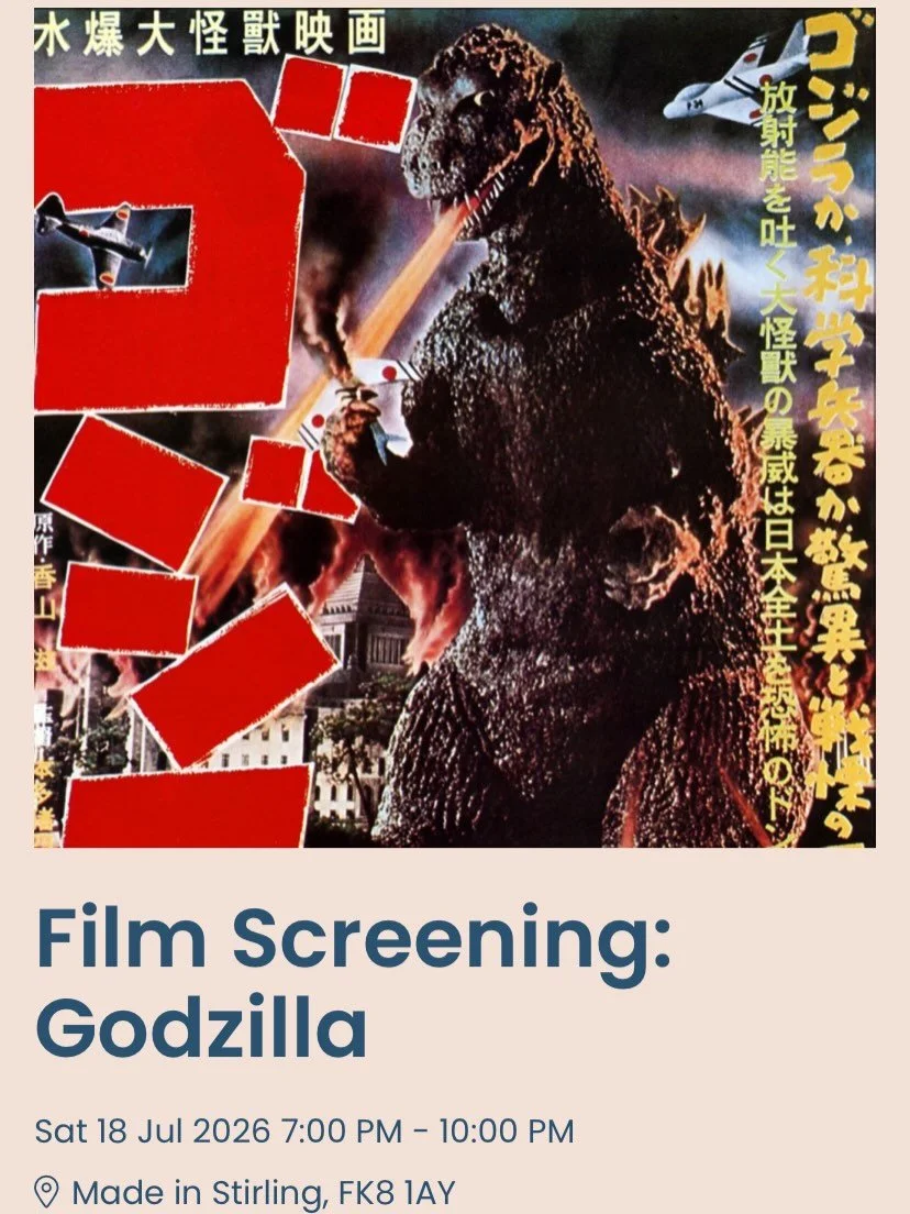 This big chap is coming to @madeinstirlingstore Sat 18th July in a very special screening of Godzilla, the original 1954 film&hellip; and that ain&rsquo;t it! The great @steven_sloss reknowned Kaiju Guru, is introducing the film. What a treat! 

Get 