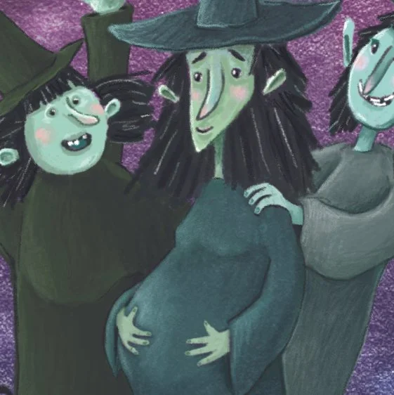 witches-new-baby-witch-cat-newborn-pregnant-parent-bun-in-the-coven-card-halloween-scary-horror-party-goth-undead-alternative-funny-cute-humour-hand-drawn-illustration-made-in-the-uk-scotland-joke-gif