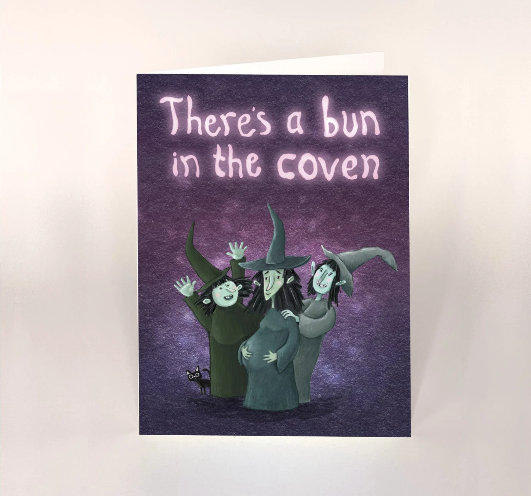 witches-new-baby-witch-cat-newborn-pregnant-parent-bun-in-the-coven-card-halloween-scary-horror-party-goth-undead-alternative-funny-cute-humour-hand-drawn-illustration-made-in-the-uk-scotland-joke-gif
