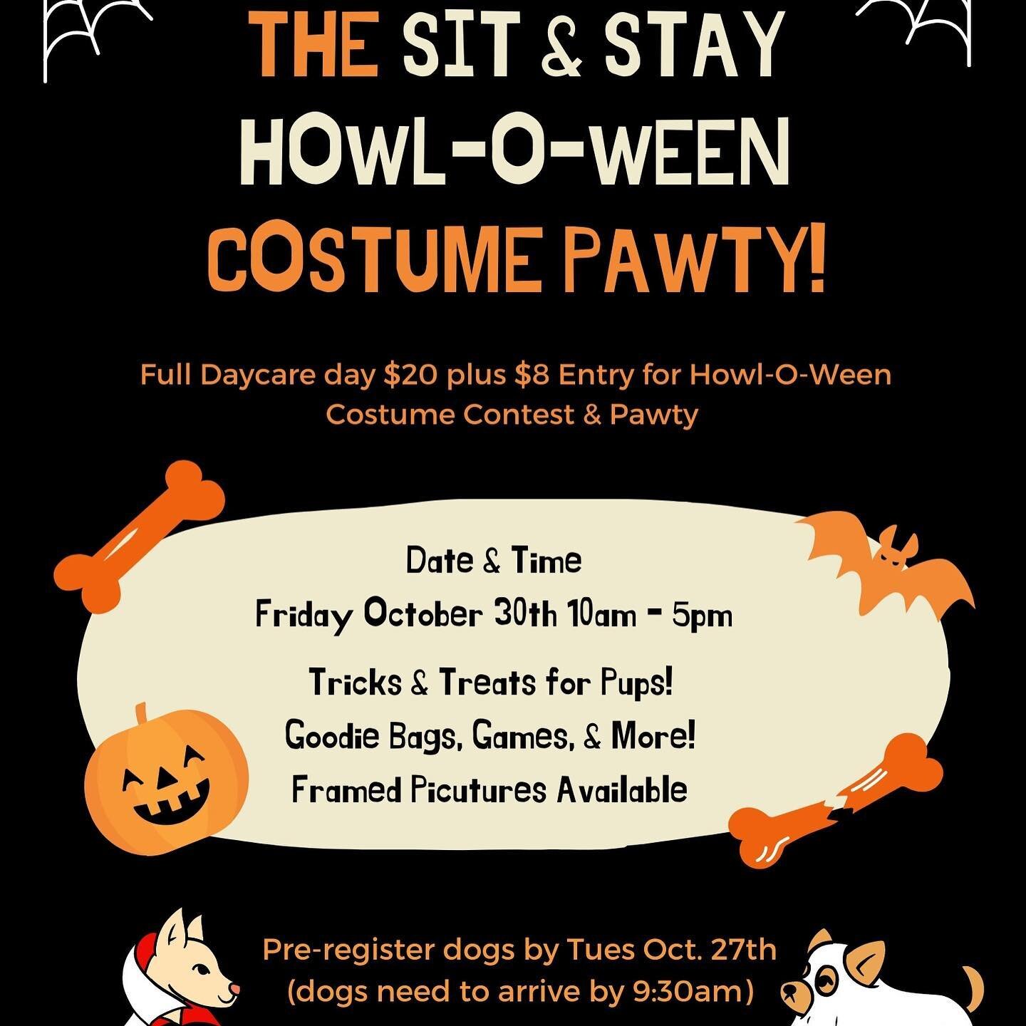 Two weeks until the Howl-O-Ween Costume Pawty! Click the link in our bio or visit our website for details! It&rsquo;s going to be a Spooktacular time! 👻
