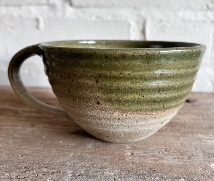Large Pottery Cup - Dark Green 