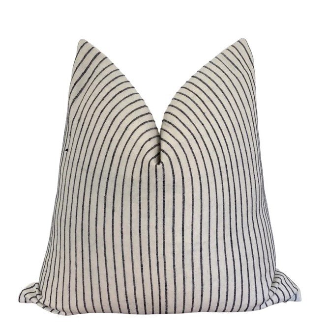 Textured Light Cream and Black Stripe Throw Pillow Cover