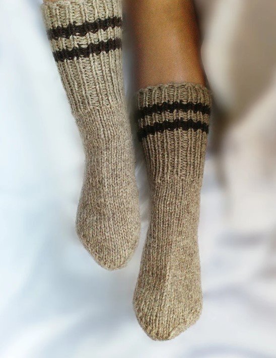 Hand knitted wool socks