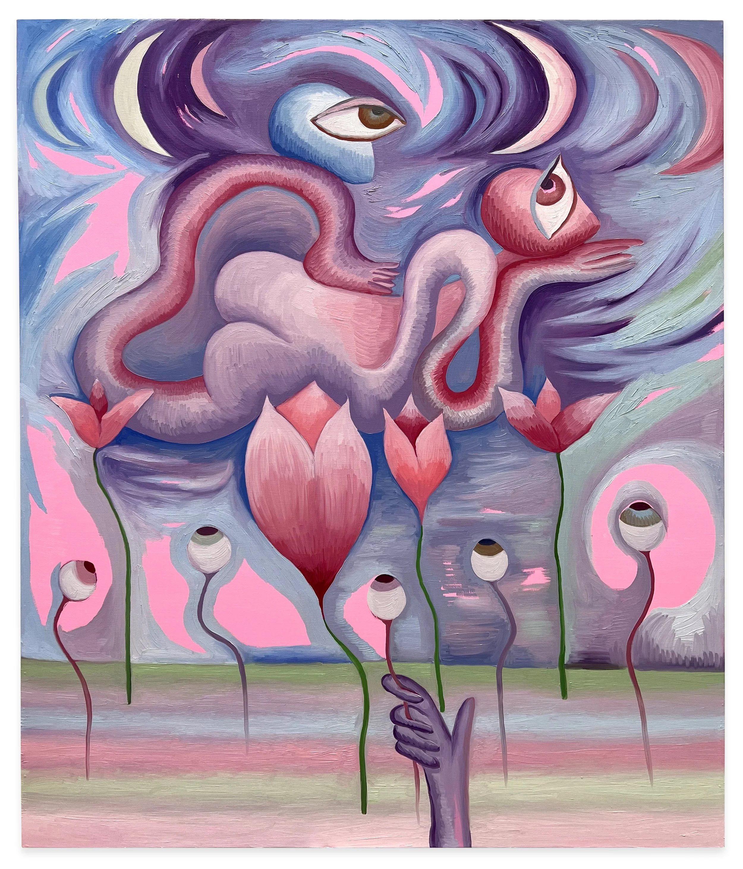 Moonlit Garden, Oil on linen, 36 x 30 inches 