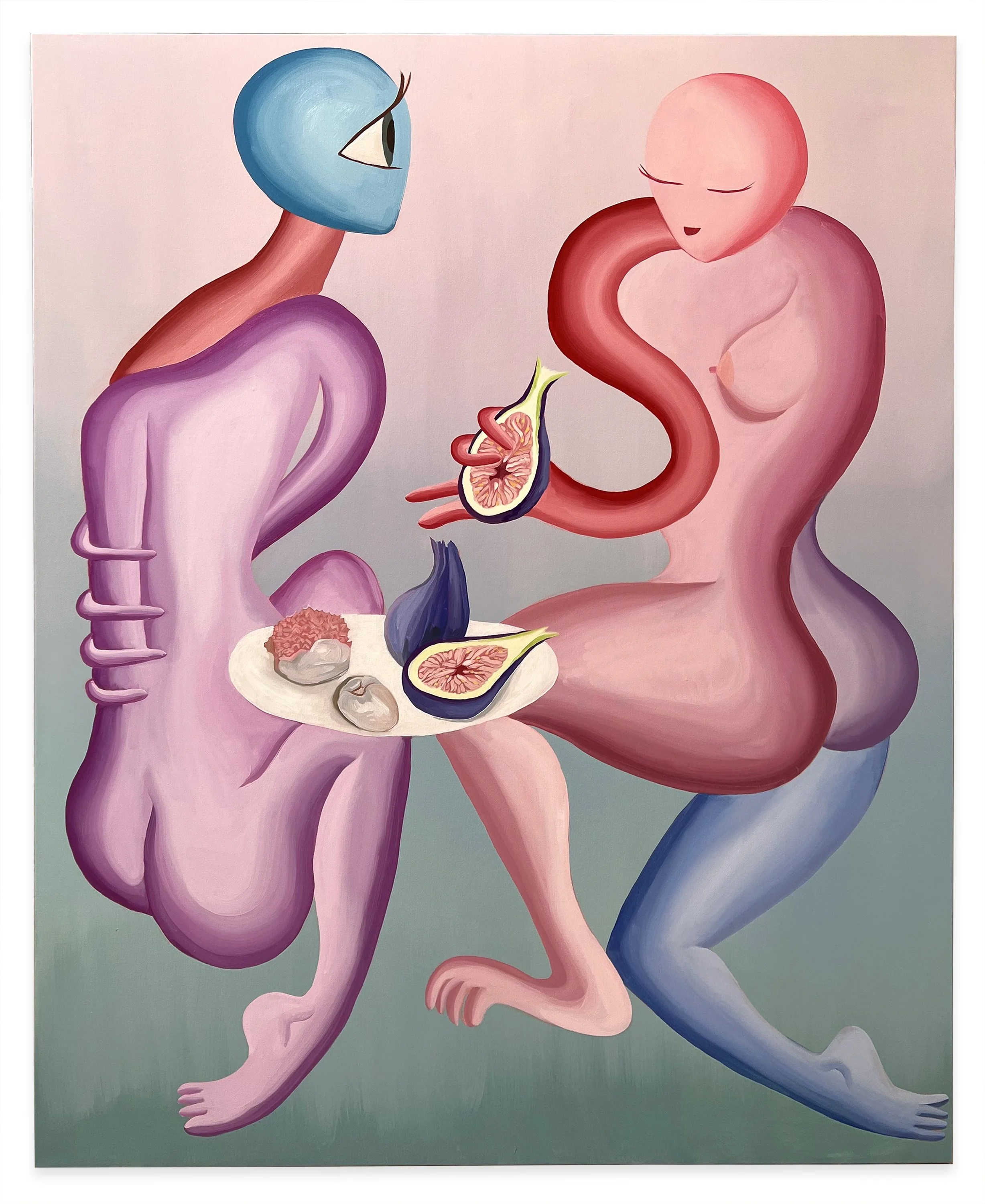 Dining on Figs and Lychees, 60 x 48 inches, Oil on canvas