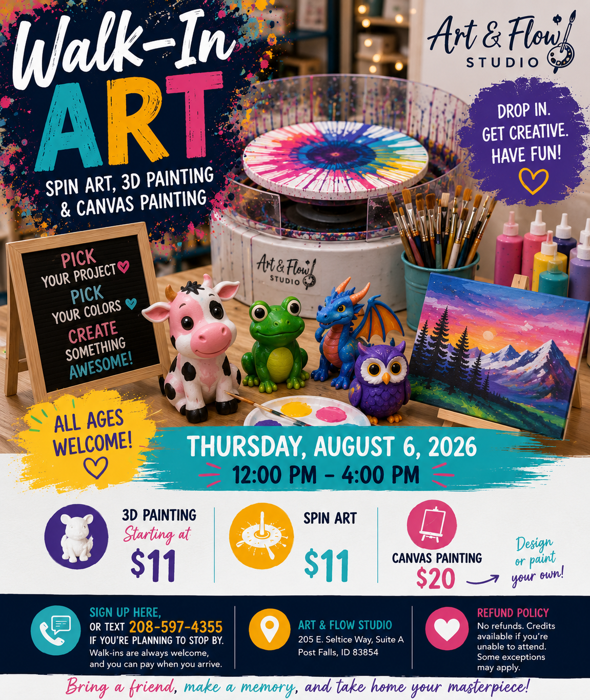 08/06 • Thursday • Walk-In Art • 12:00–3:00 PM • All Ages