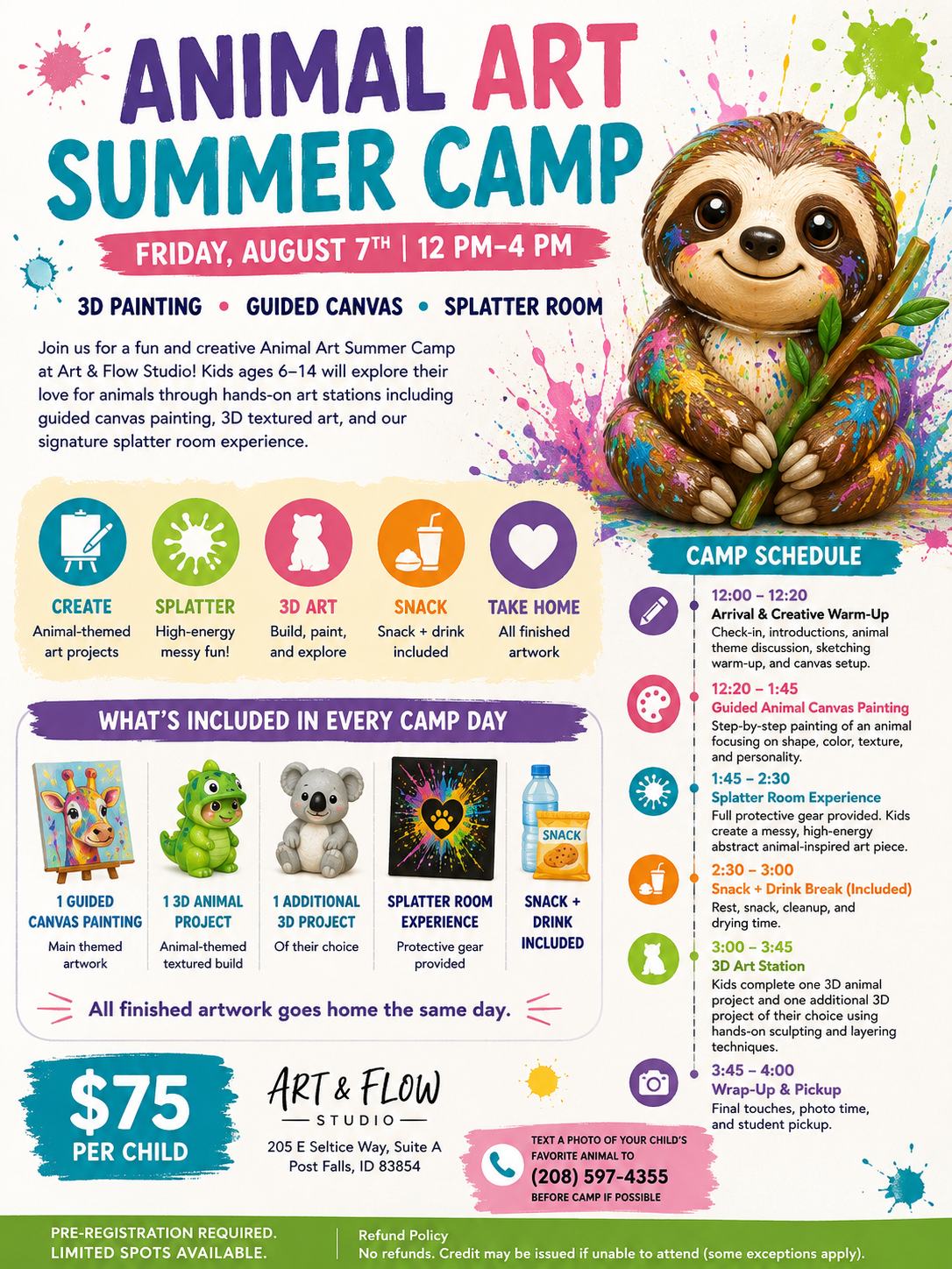 08/07 • Animal Art Summer Camp | Friday, August 7th | 12 PM–4 PM