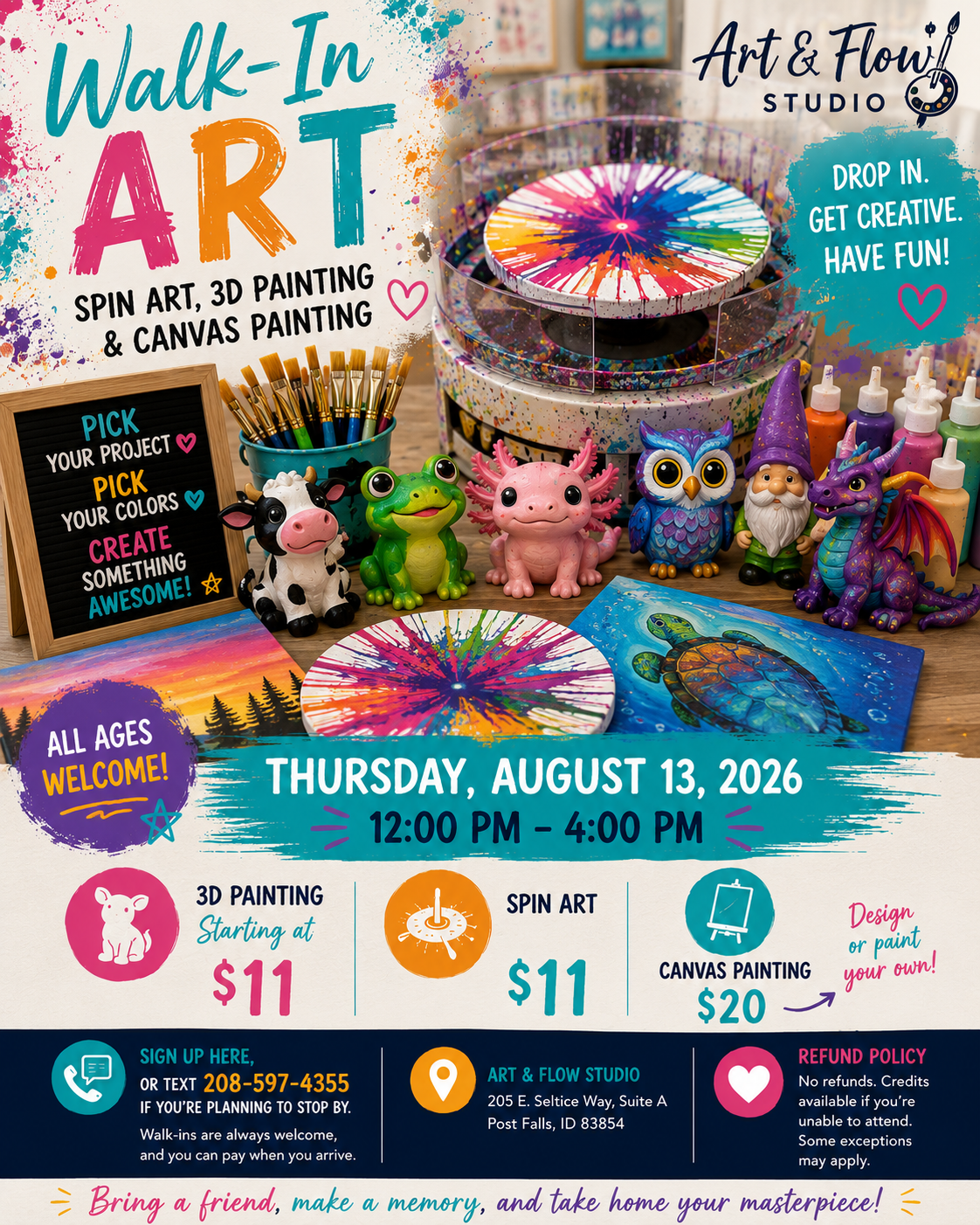 08/13 • Thursday • Walk-In Art • 12:00–3:00 PM • All Ages