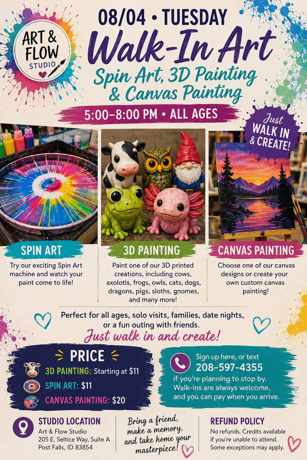 08/04 • Tuesday • Walk-In Art • 5:00–8:00 PM • All Ages