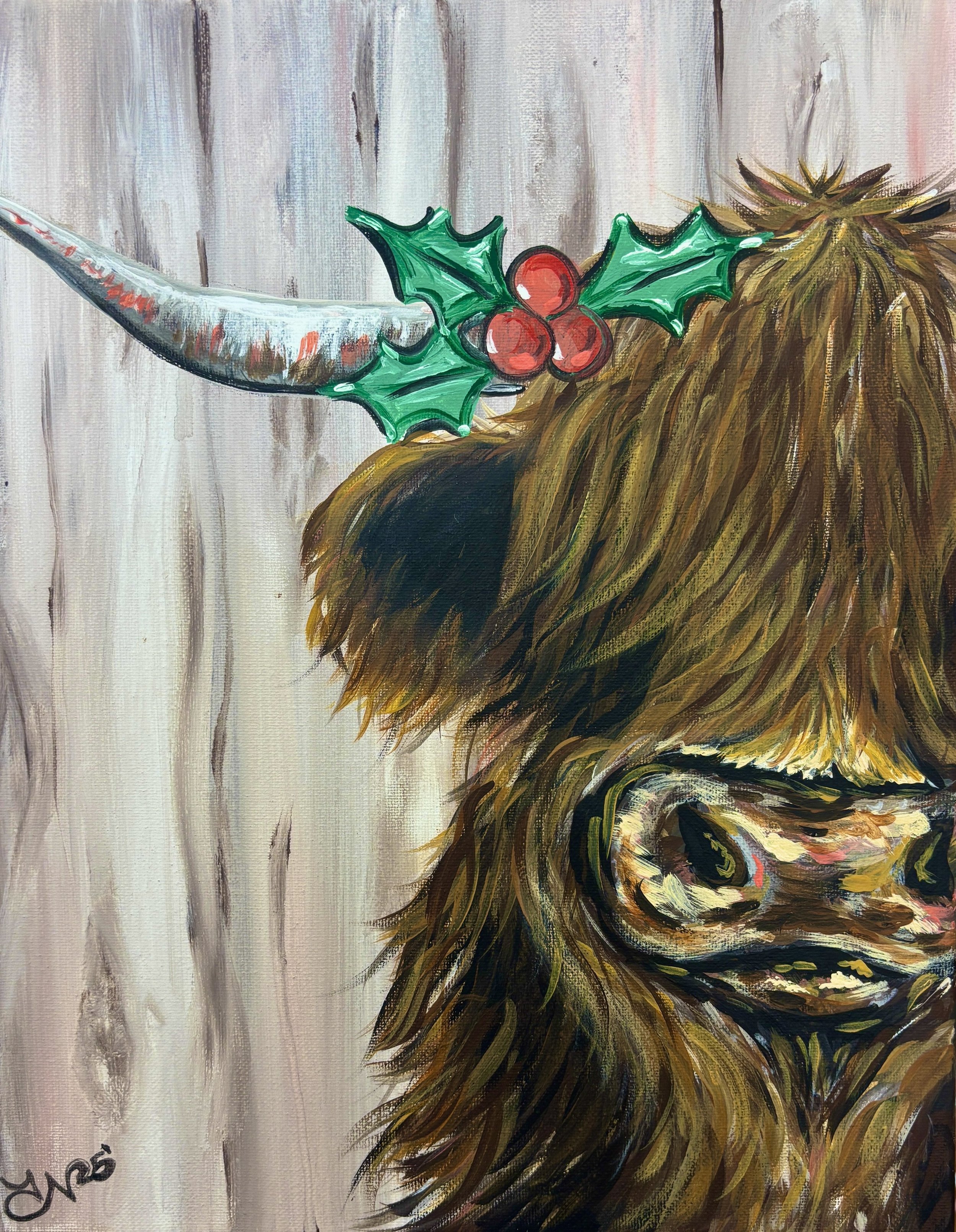 Friday, 01/09 • 6–8 PM • Highland Cow with Holiday Holly • All