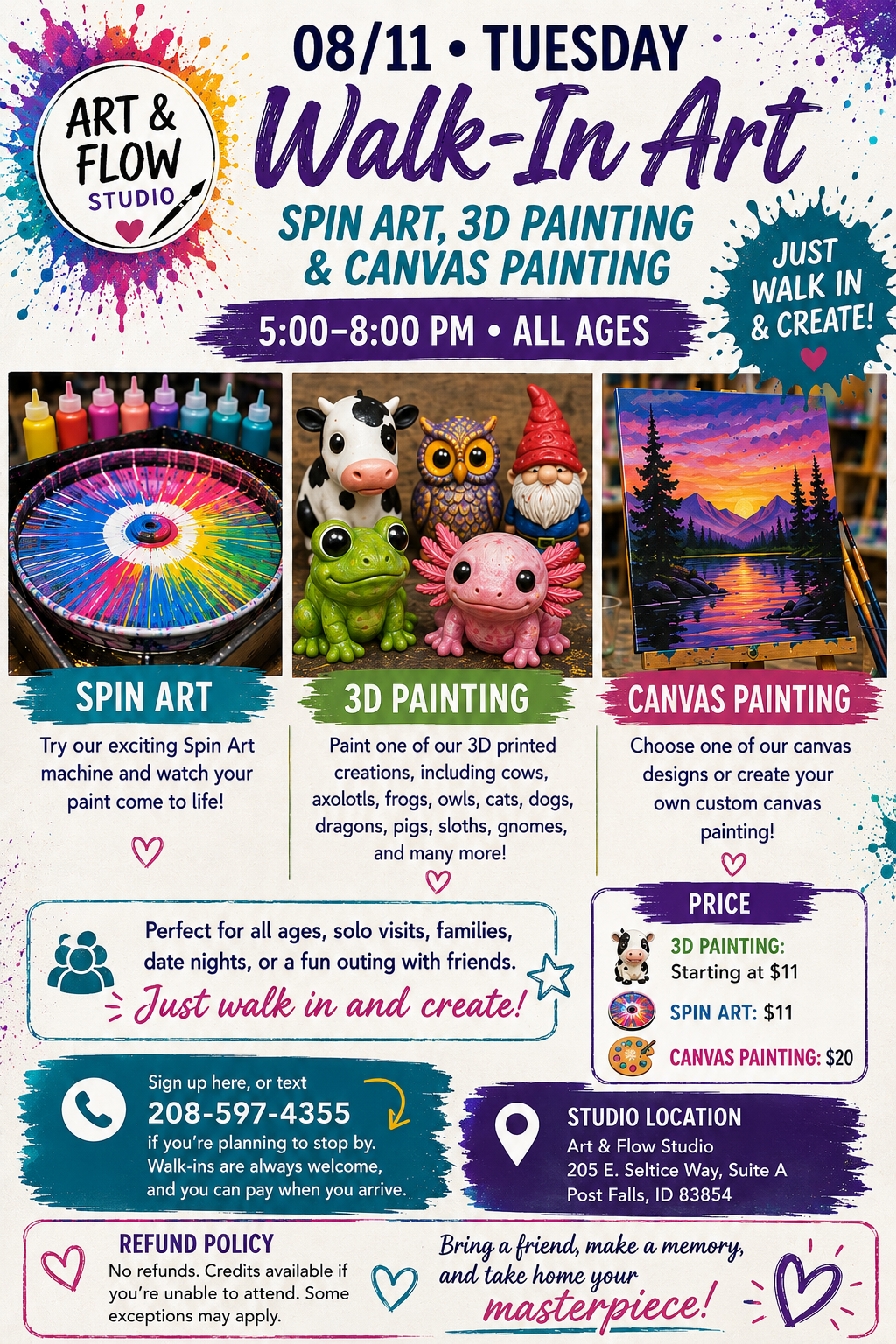 08/11 • Tuesday • Walk-In Art • 5:00–8:00 PM • All Ages