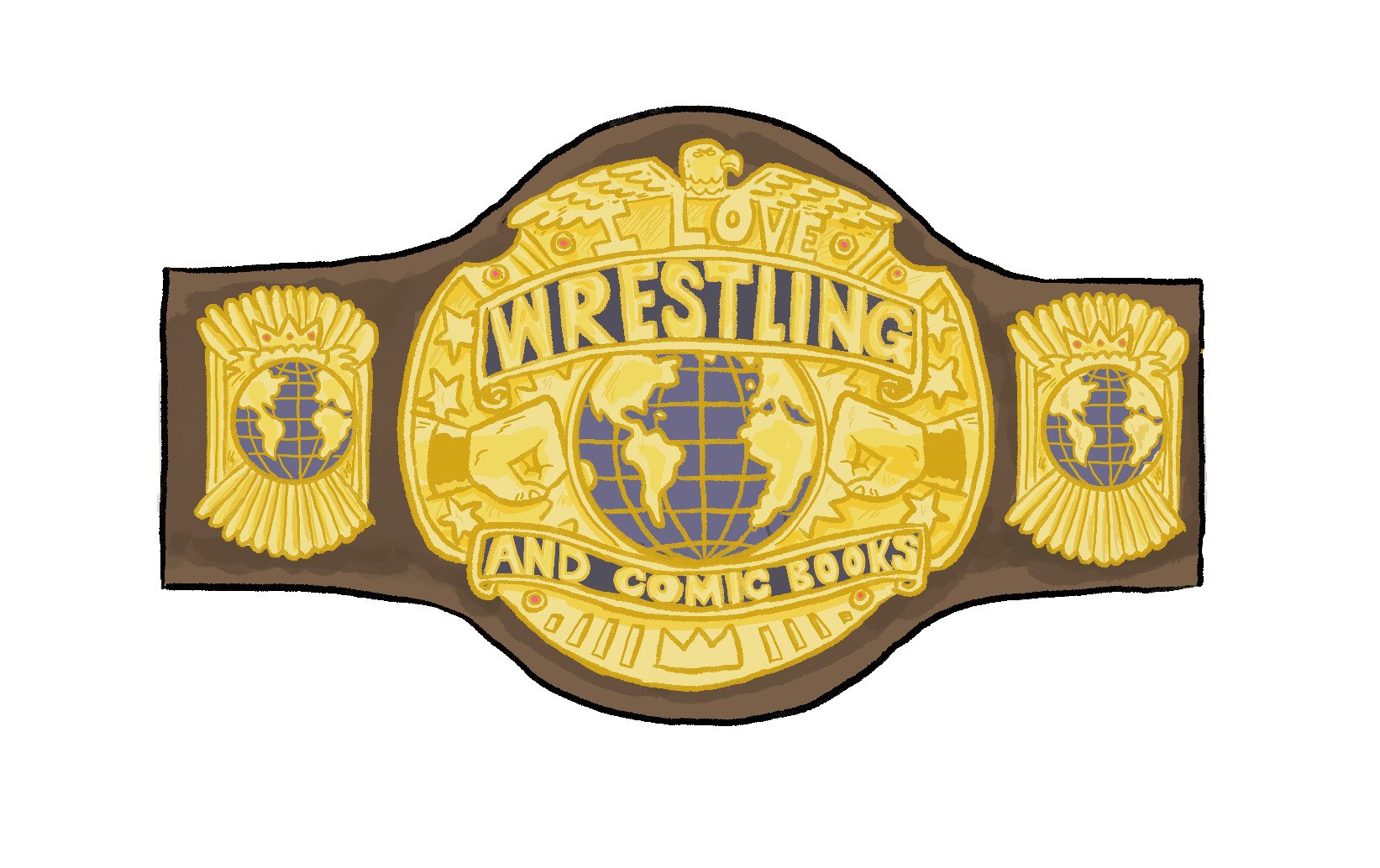 I LOVE WRESTLING AND COMIC BOOKS sticker