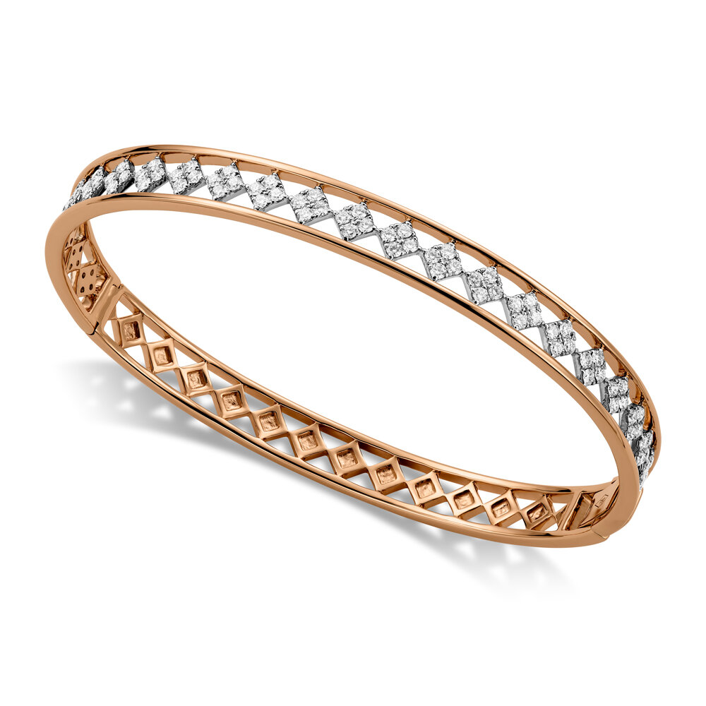 18KT Rose Gold Ladies Diamond Bangle