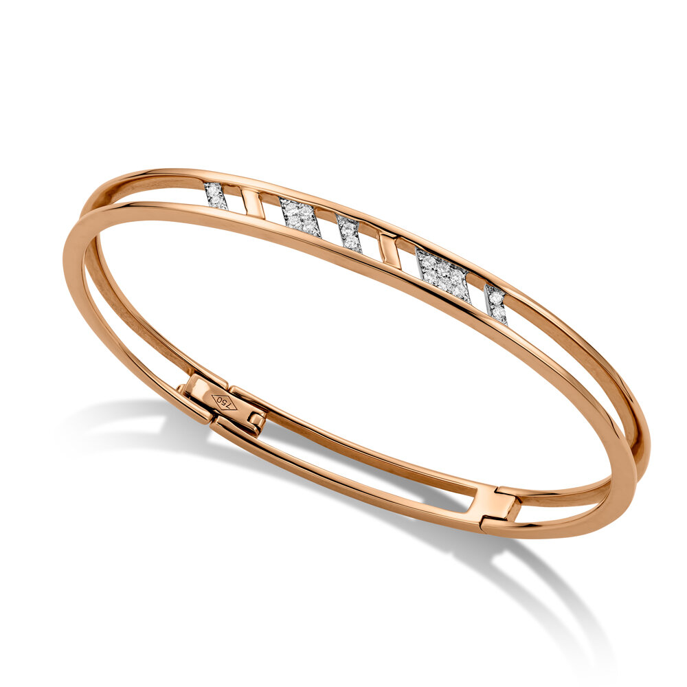 18KT Rose Gold Ladies Diamond Bangle