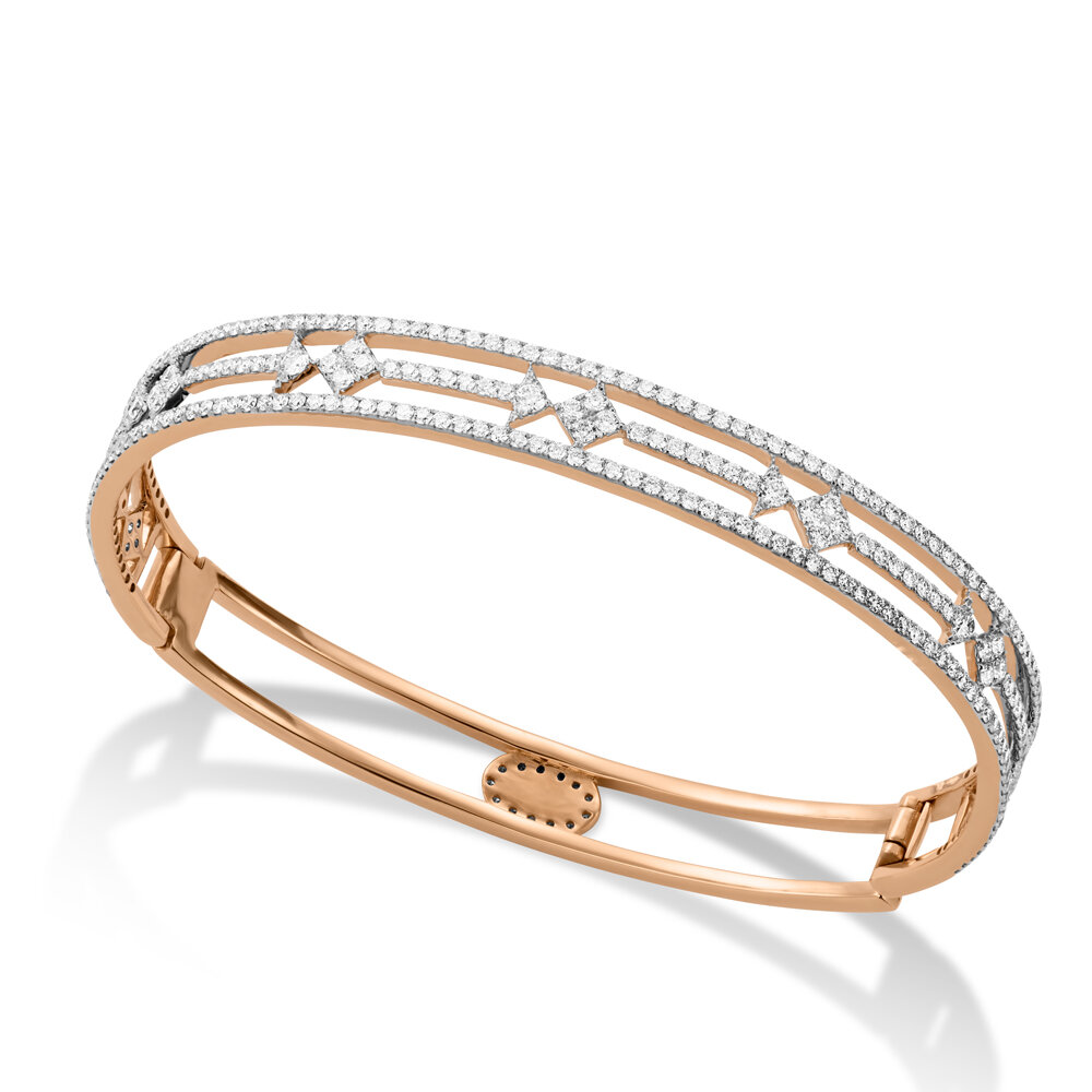 18KT Rose Gold Ladies Diamond Bangle