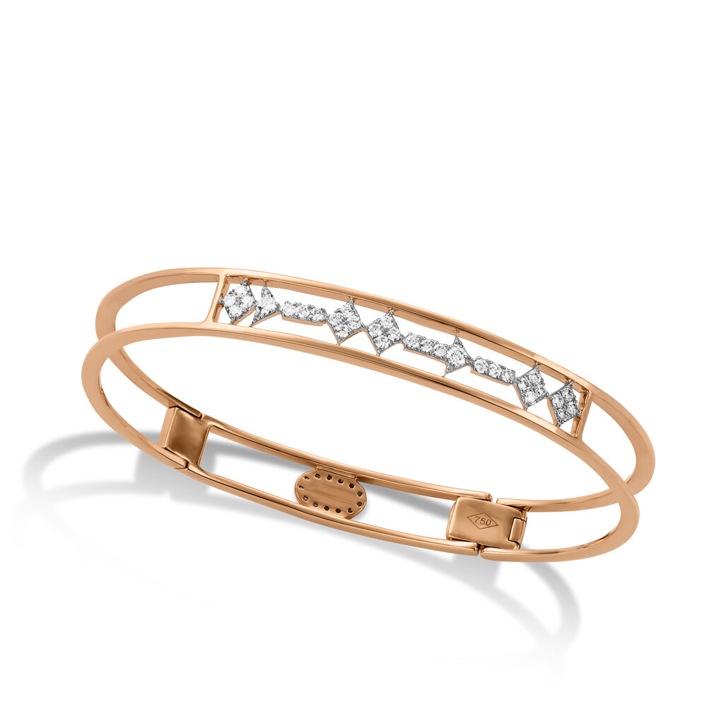 18KT Rose Gold Ladies Diamond Bangle