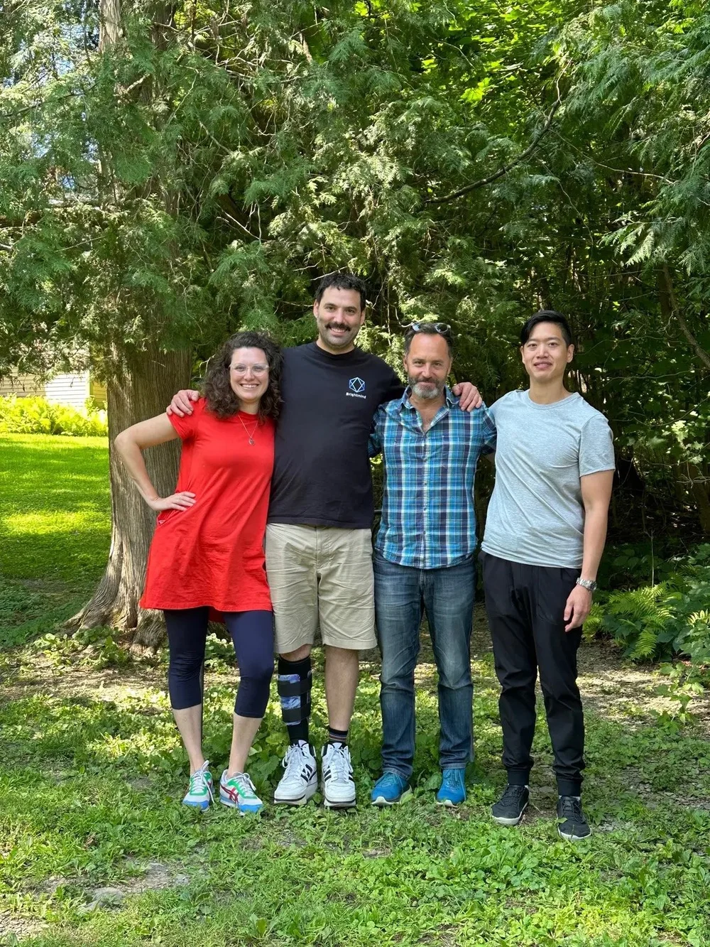 Tim Hwang with meditation teachers at Omega Institute