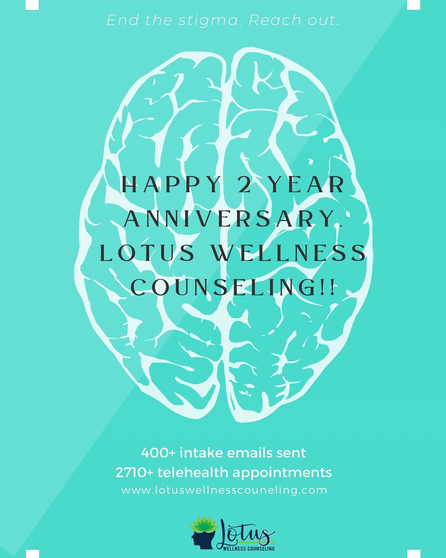 I cannot believe that Lotus Wellness Counseling is celebrating its 2 year anniversary!! There&rsquo;s been a lot of ups and downs, but that&rsquo;s the only way to grow! I&rsquo;m excited to see what year 3 has in store and the growth that LWC will c