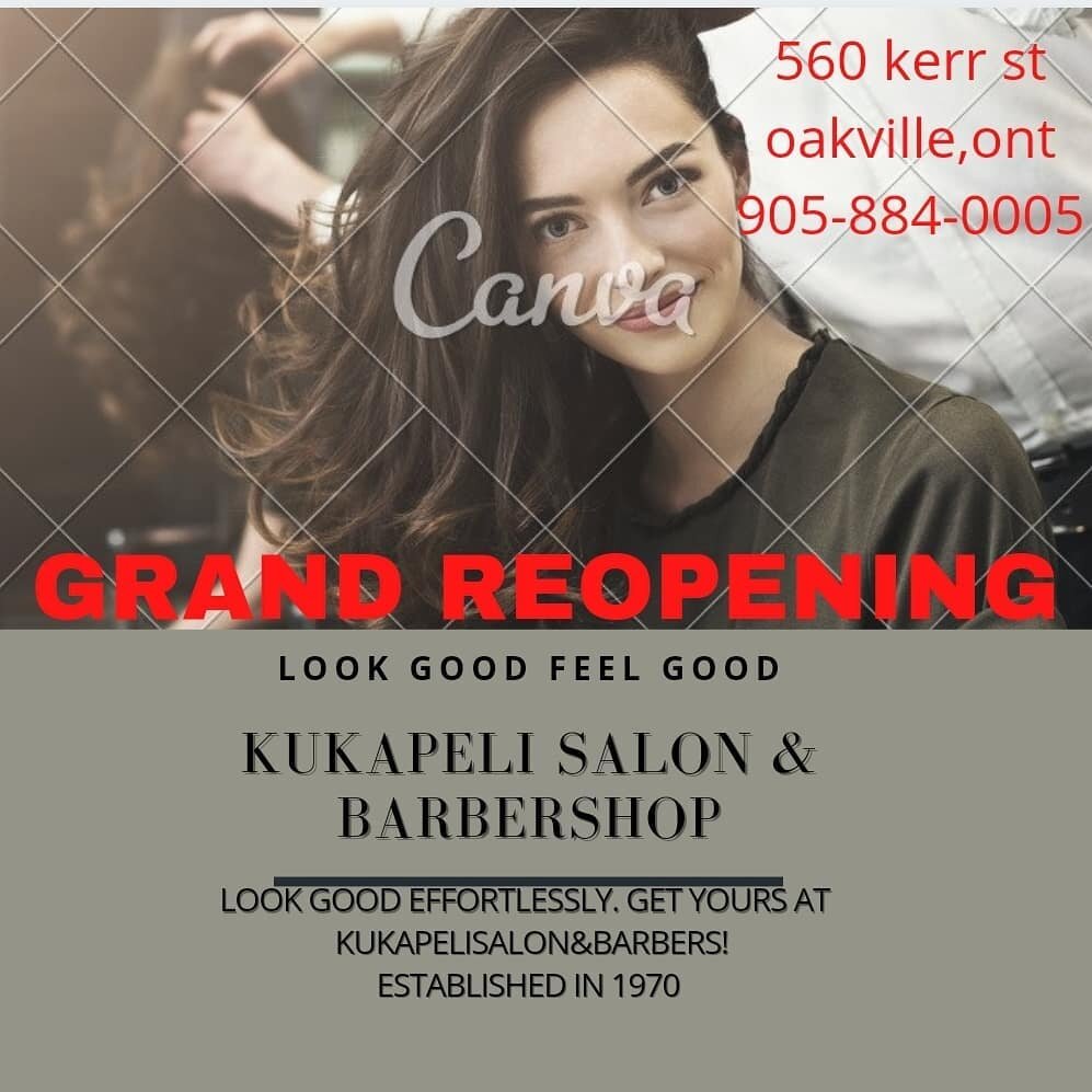 I would like to welcome everyone to our grand reopening Ivar hair salon and barber shop for more information please contact 905-884-0005