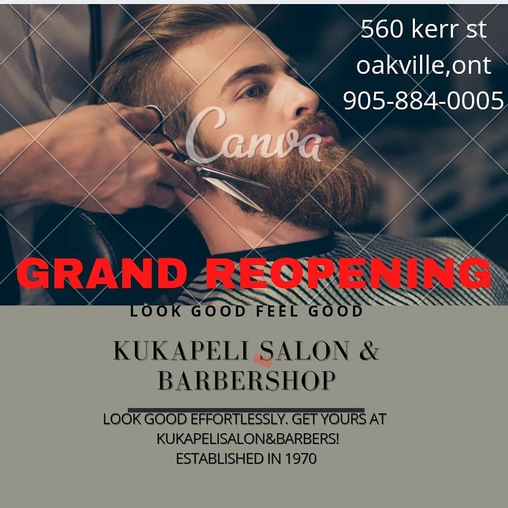 I would like to welcome everybody to our grand reopening of our hair salon and barber shop for more information or to book an appointment please call 905-844-0005