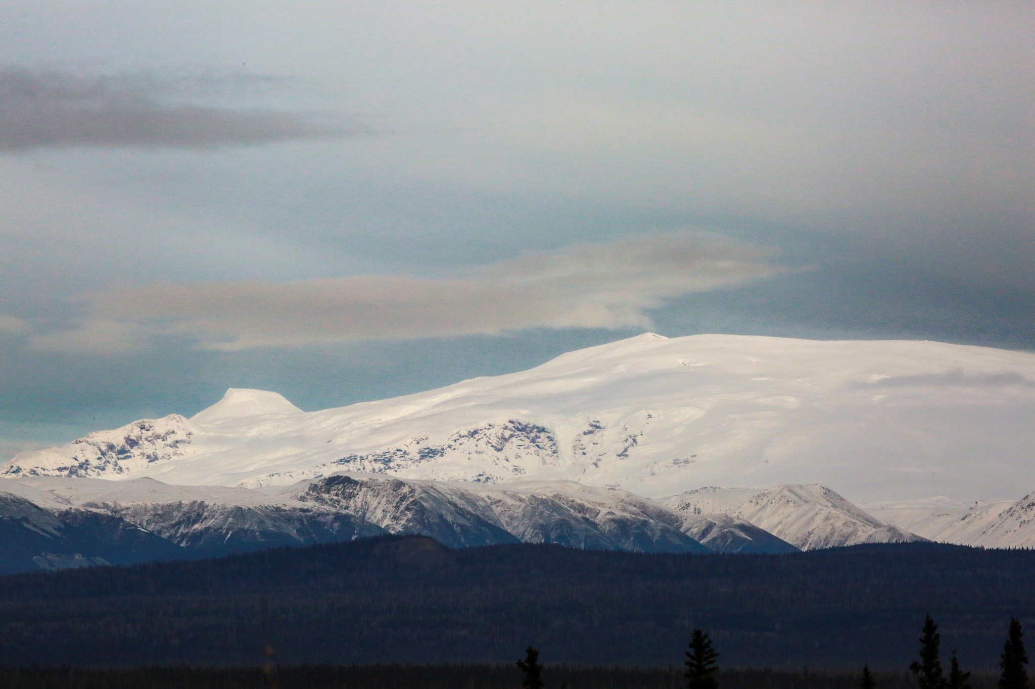 Venting steam, are we? Just remembered this view of Mount Wrangell (14,163') that we shot on the way home to McCarthy about three weeks ago from the Chitina, Alaska side of the Copper River. The Ahtna people call it K'elt'aeni, &quot;the one who cont