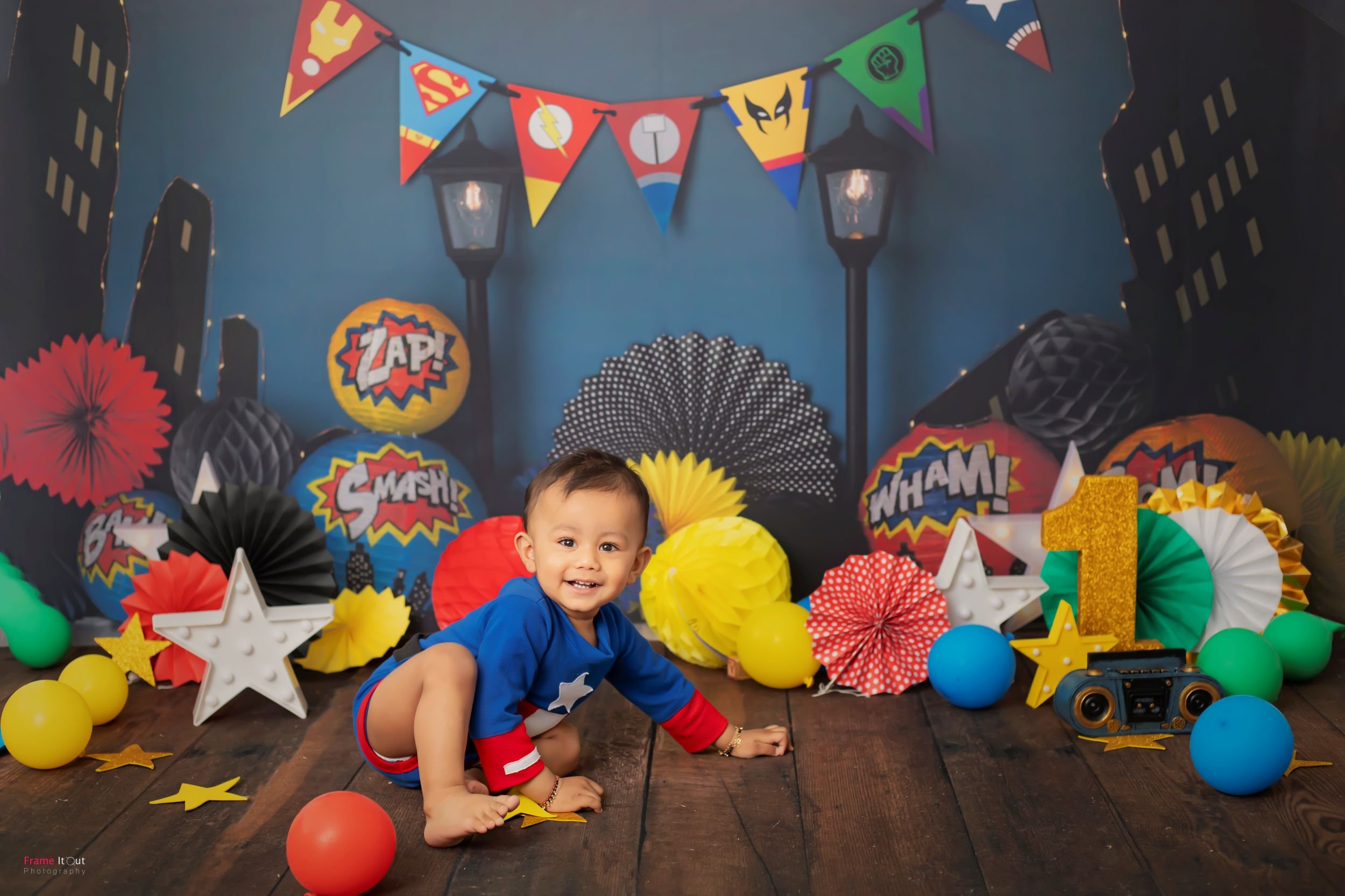 Sitter baby portraits created at Frame It Out Photography studio in Faridabad, capturing joyful and playful baby milestones