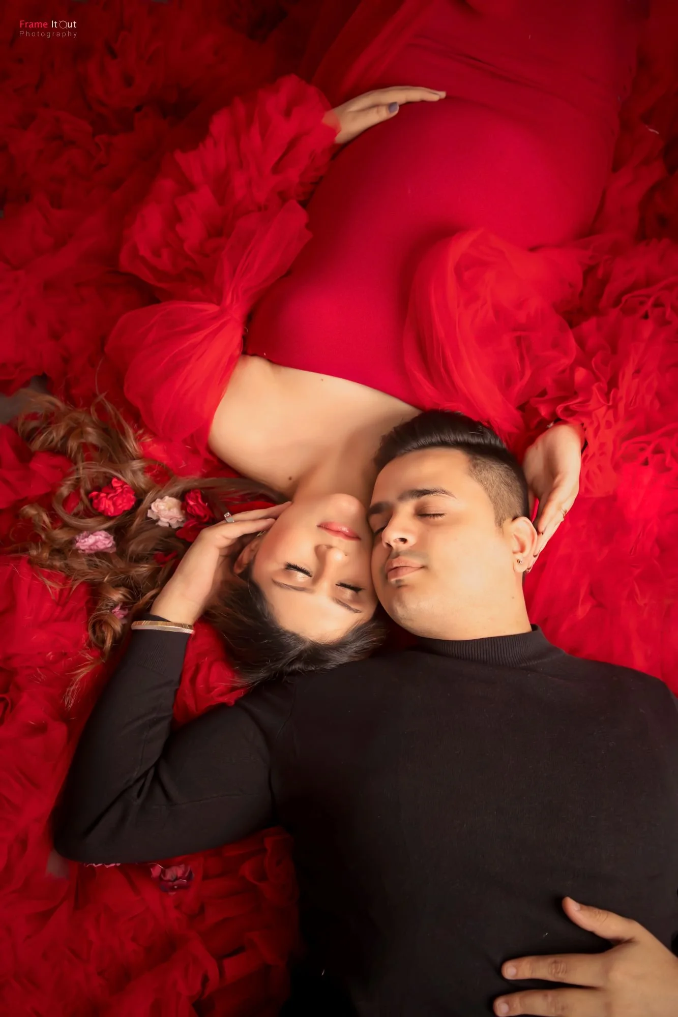 maternity couple portrait with intimate close-up