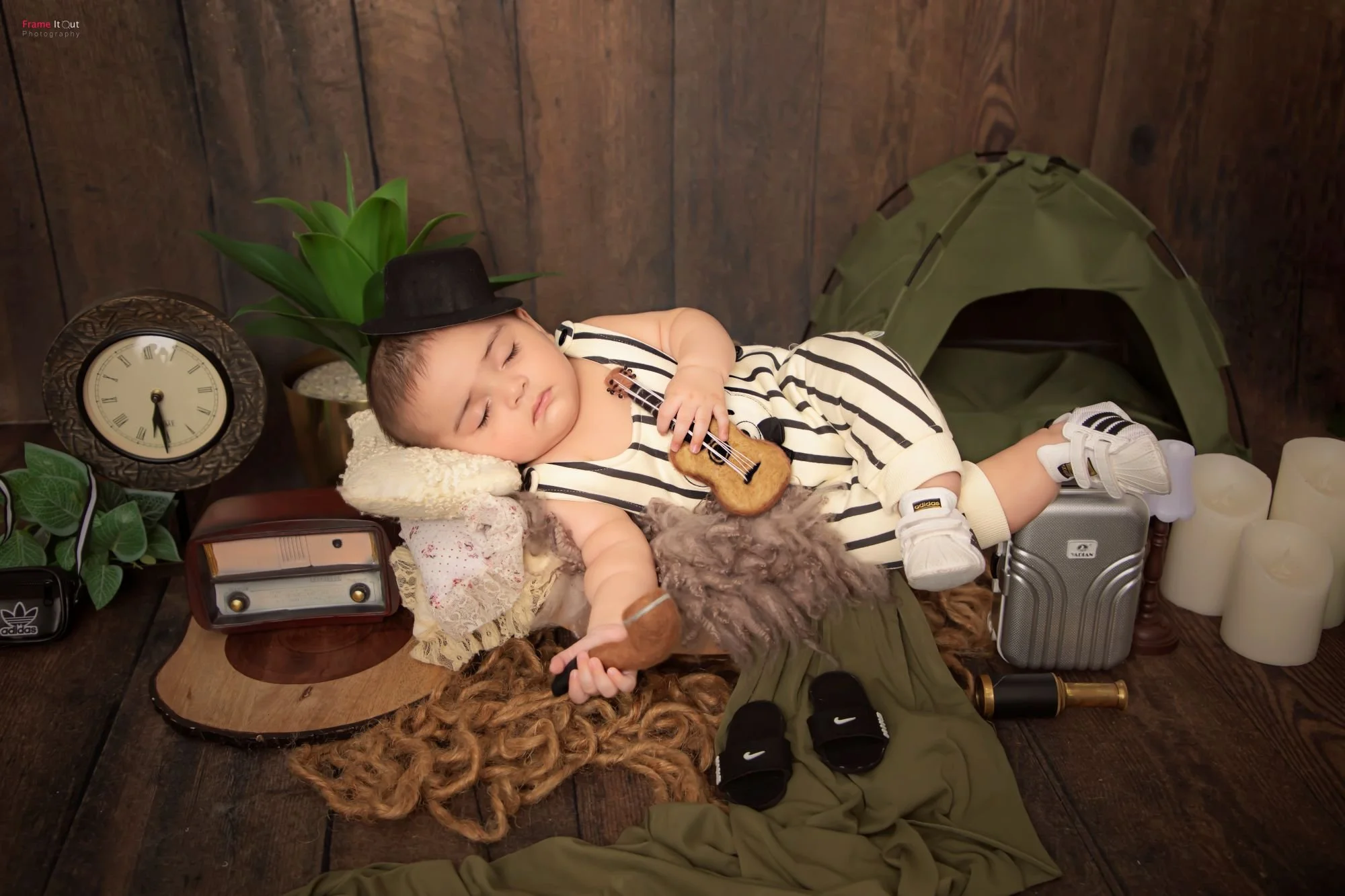 High-end newborn photography session in Faridabad with elegant styling