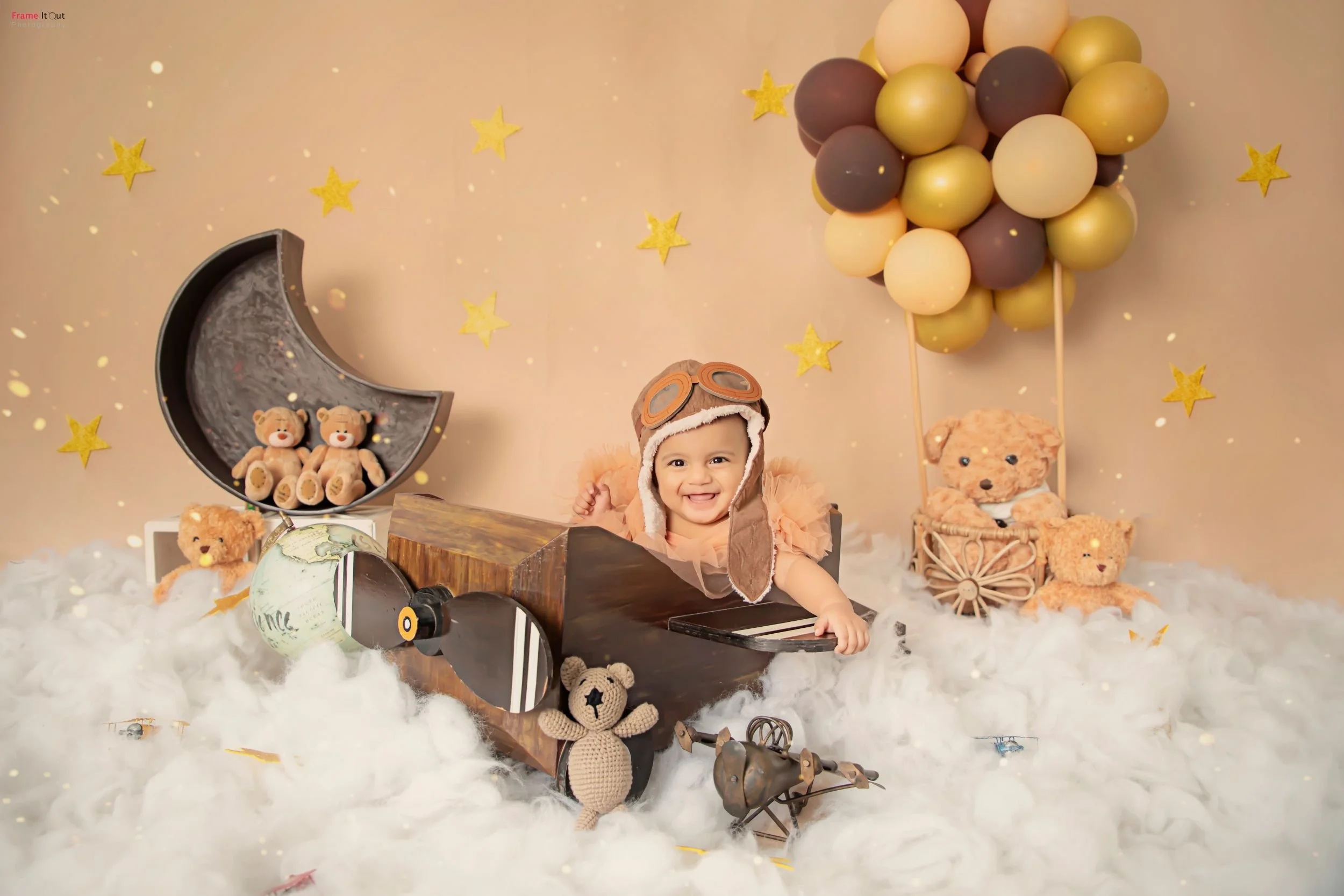 Luxury sitter baby portraits created at Frame It Out Photography, Faridabad, specialising in milestone baby photography for Delhi NCR families