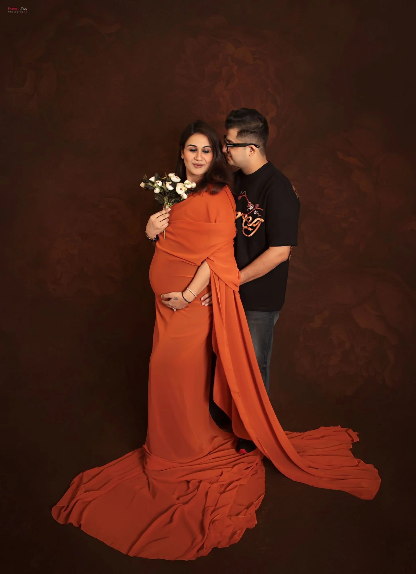 Couple maternity portrait with silhouette effect