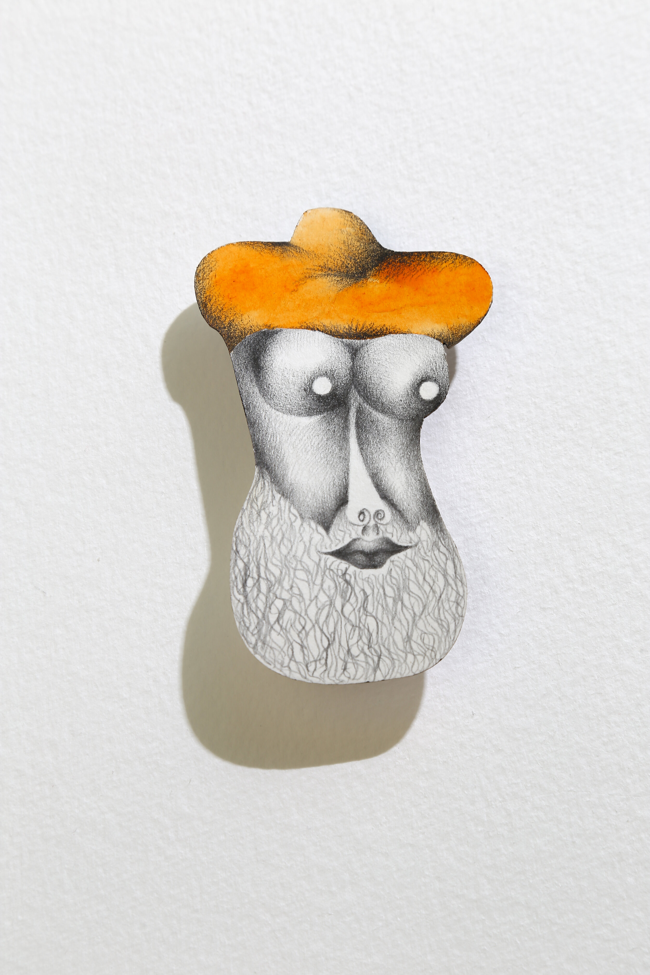Boob-dha Man | 7 x 7 in. | Graphite and watercolor on wasli