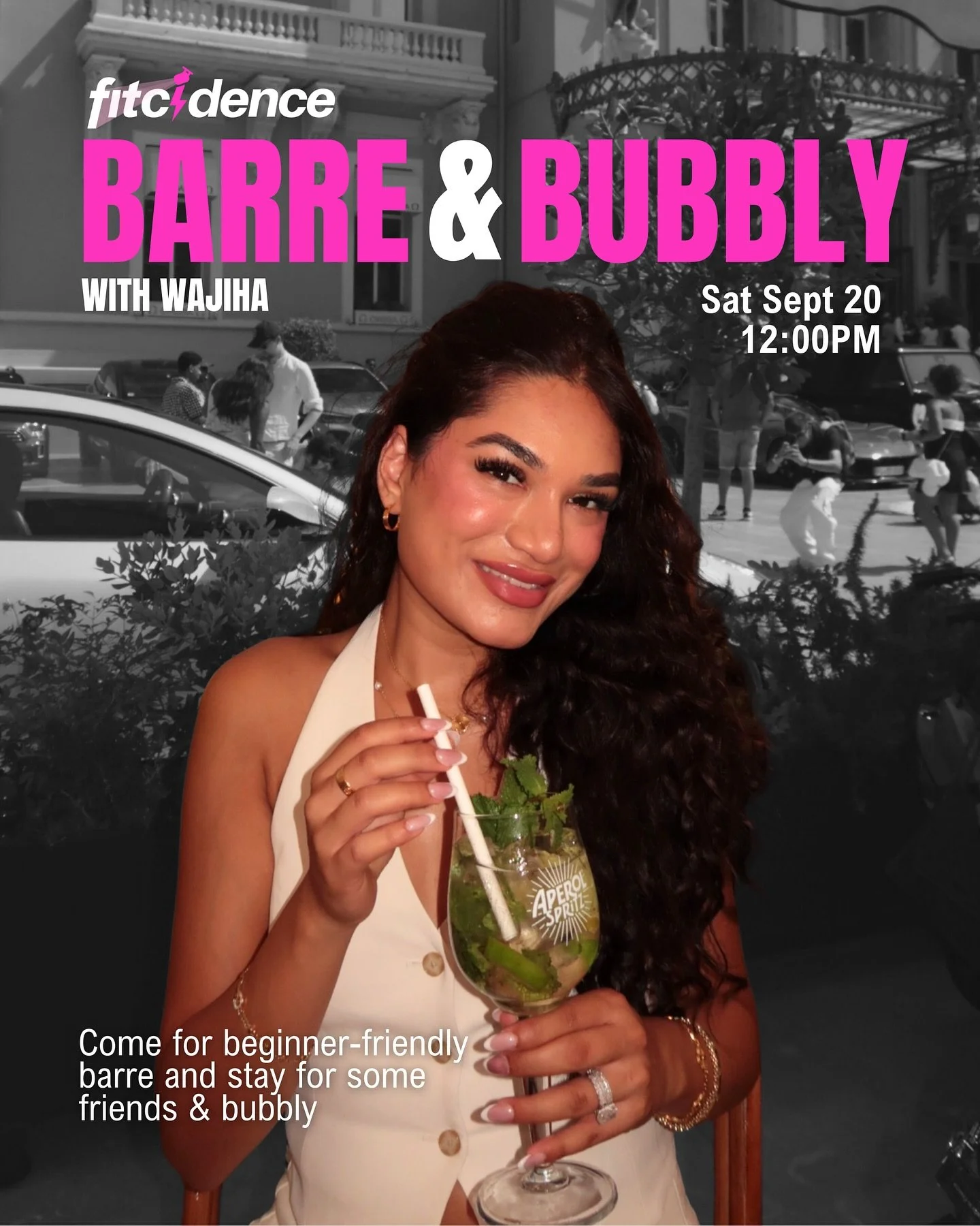 Let&rsquo;s get fancyyyyy 🥂Curious about barre but never tried it? This is your moment! 💕 Join us Saturday at 12pm for a welcoming, beginner-friendly class with @movewithwajiha followed by bubbly + treats so you can sip, snack, and socialize 🥂

Si