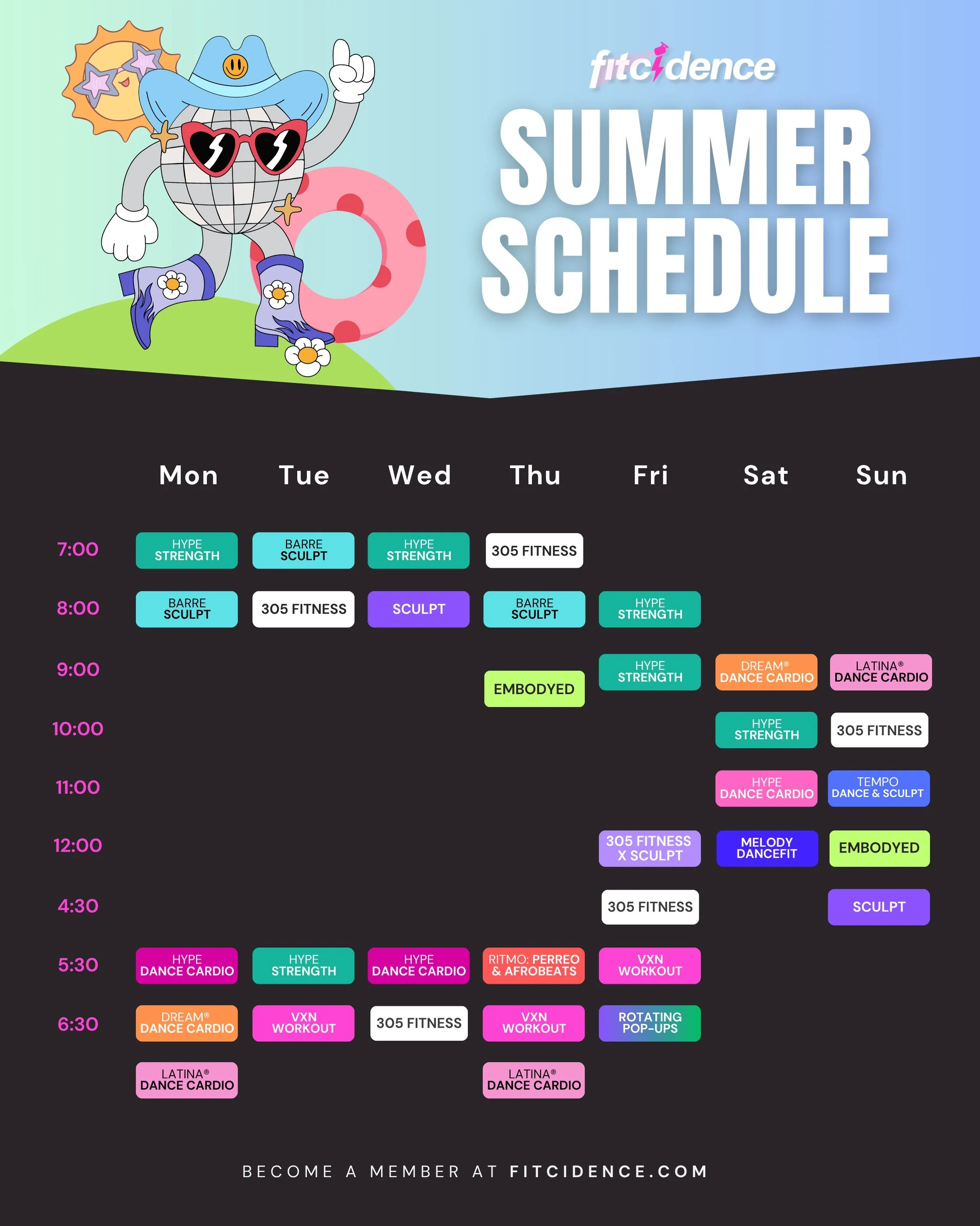 ☀️ The Fitsy summer schedule has officially dropped ☀️

A few fun updates coming your way:

💍 @hannahteal_ is back in mid-June! Please join us in congratulating our girl on her wedding!!💒 

🎤 We&rsquo;re adding another HYPE Dance Cardio class to t