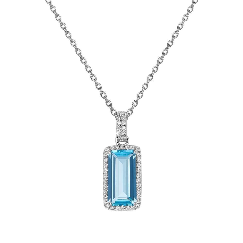 LF: Genuine Blue Topaz Halo Necklace