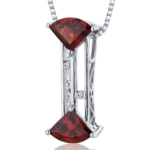 SP: Exquisite Slider 2.00 Carats Fan Cut Sterling Silver Garnet Pendant