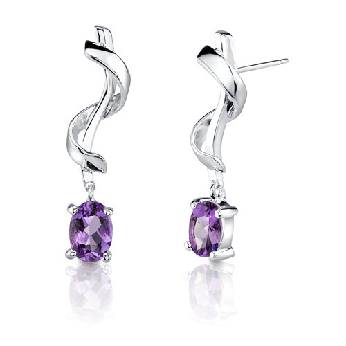 SP:  1.50ct Amethyst Oval Shape Earrings