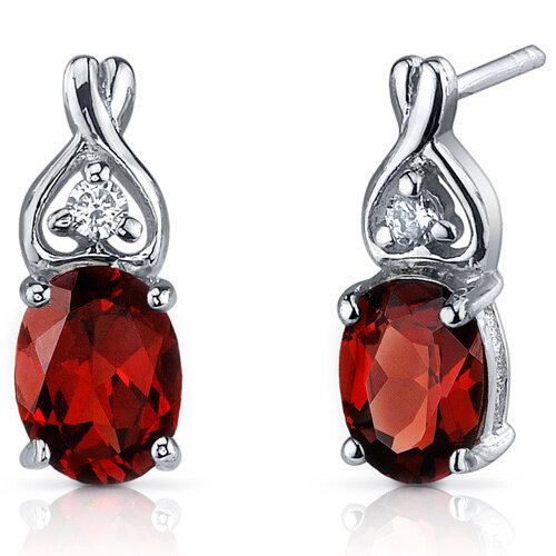 SP: Garnet Oval Cut CZ Earrings in Sterling Silver