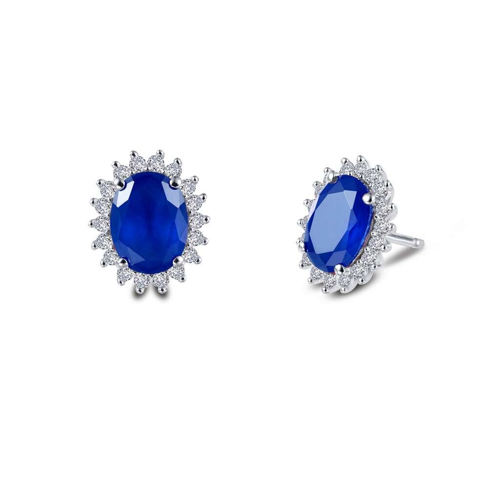 Classic Halo Sapphire Stud Earrings