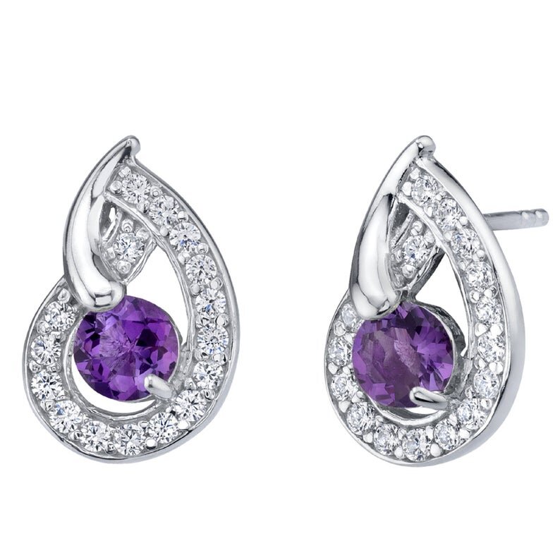 SP: Amethyst Sterling Silver Nautilus Stud Earrings