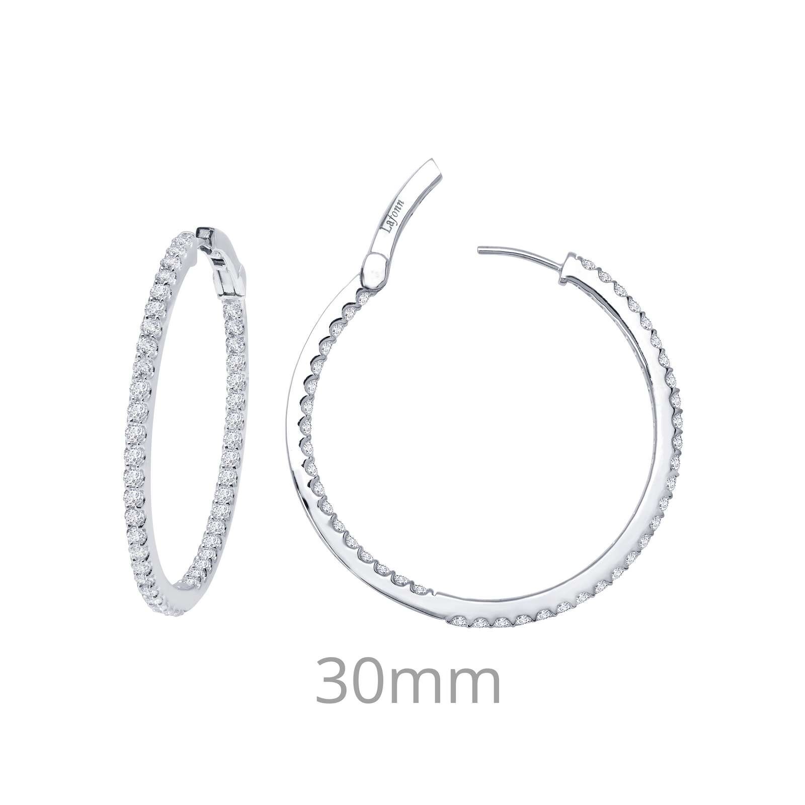 LF: Sterling Silver Lassaire Simulated Diamonds Hoop Earrings