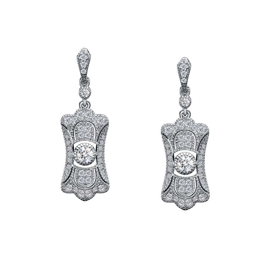 LF:  Sterling Silver  Art Deco Inspired Earrings