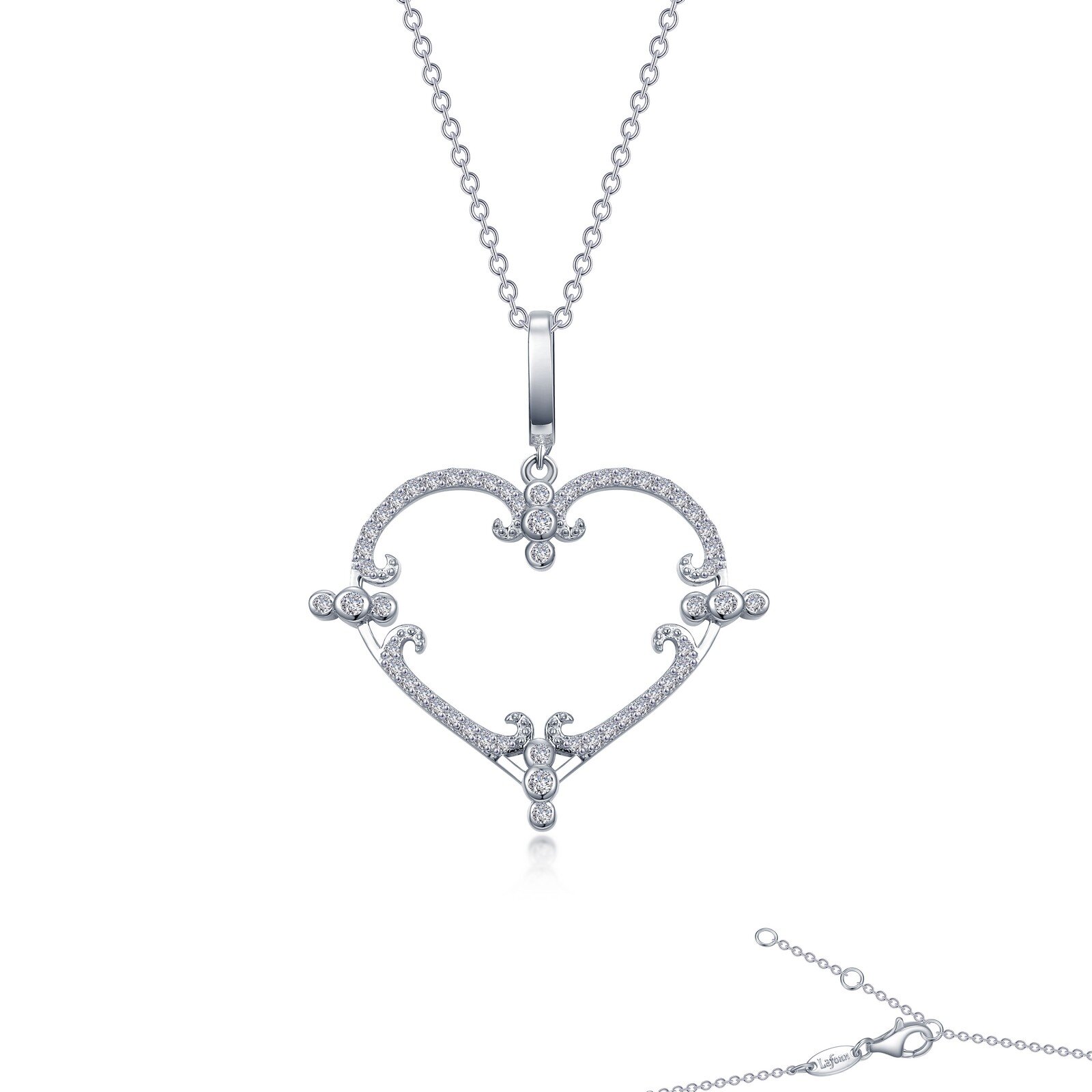 LF:  Sterling Silver Filigree Heart Necklace 