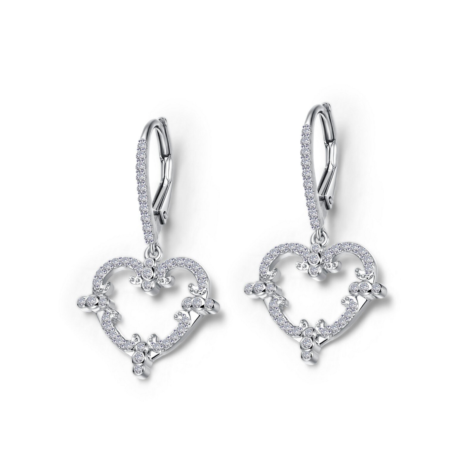 LF:  Sterling Silver Filigree Heart Earrings