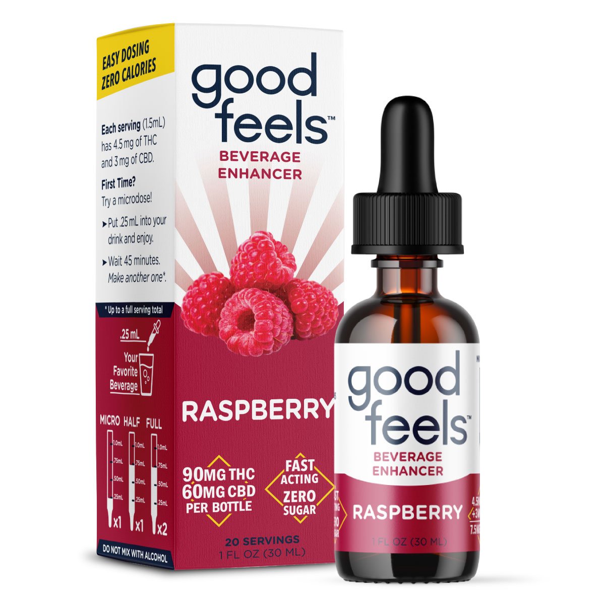 Good Feels Product Shots Beverage_Enhancer_Bottle_Box RASPBERRY