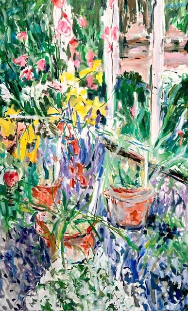 "Flowerpots Near the Window" | oil on canvas | 48 x 30