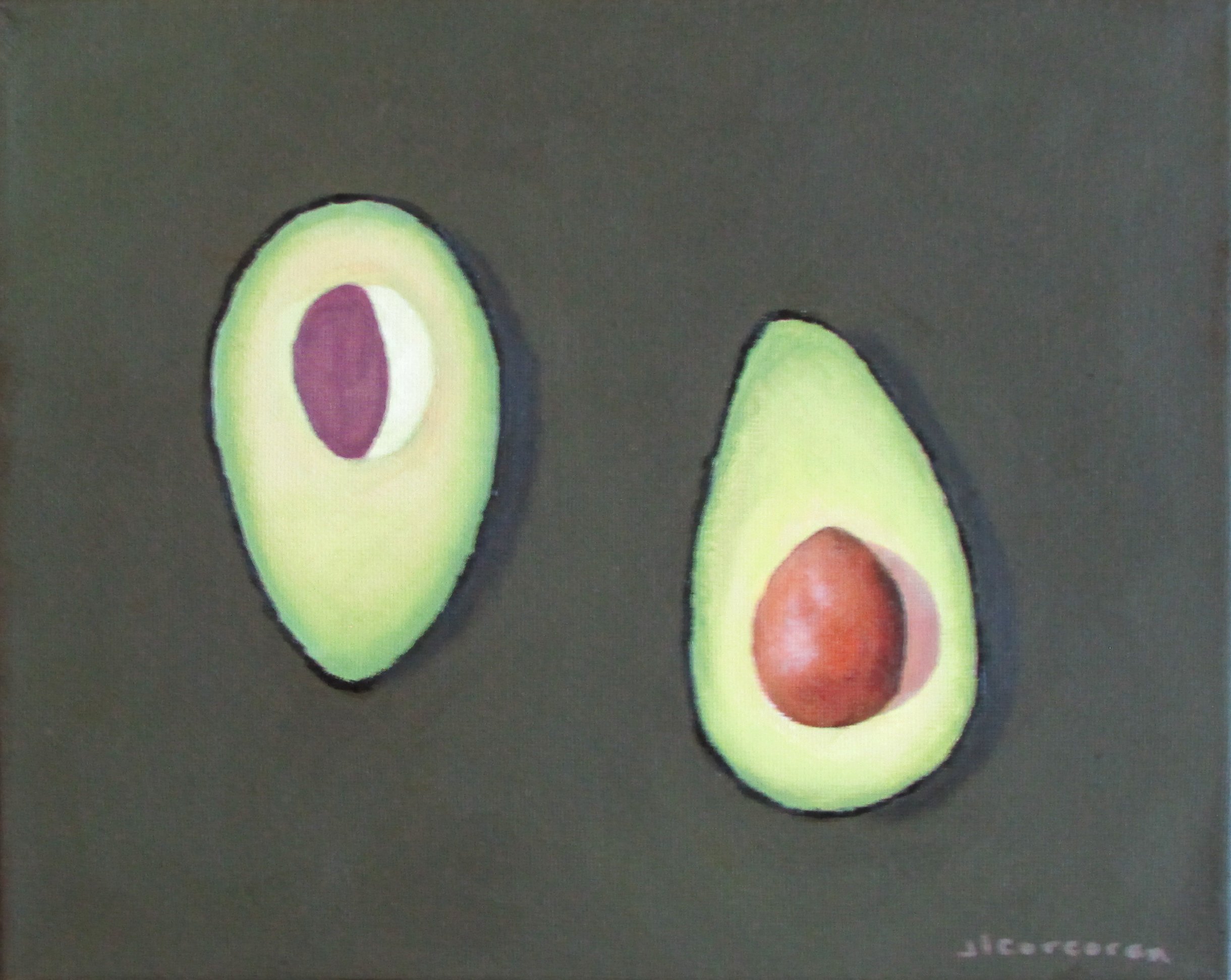 Avocado Halves 8" x 10" Oil Painting
